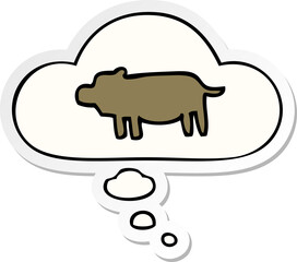 cartoon animal symbol and thought bubble as a printed sticker