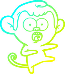 cold gradient line drawing cartoon shocked monkey