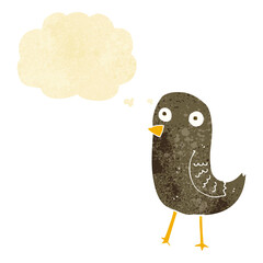 funny cartoon bird with thought bubble