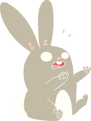 flat color style cartoon startled rabbit