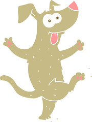 flat color illustration of a cartoon dancing dog