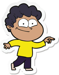 sticker of a cartoon happy man