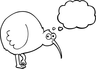 thought bubble cartoon kiwi bird