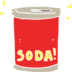 flat color style cartoon soda can