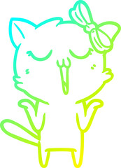 cold gradient line drawing cartoon cat