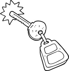 black and white cartoon key