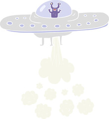 flat color illustration of a cartoon flying saucer