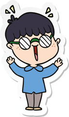 sticker of a cartoon boy wearing spectacles