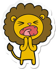 sticker of a cartoon lion praying