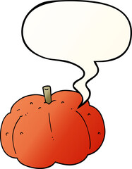 cartoon pumpkin and speech bubble in smooth gradient style