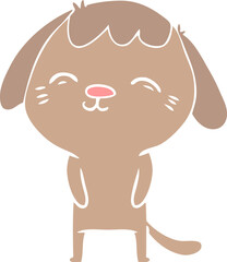 happy flat color style cartoon dog