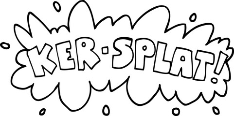 line drawing cartoon words ker splat