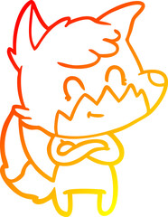 warm gradient line drawing cartoon happy fox