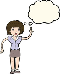 cartoon woman with idea with thought bubble
