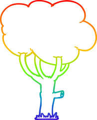 rainbow gradient line drawing cartoon tree