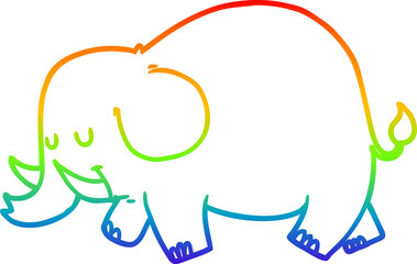 rainbow gradient line drawing cartoon elephant