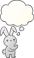 cute cartoon rabbit and thought bubble in smooth gradient style