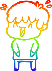 rainbow gradient line drawing cartoon laughing boy