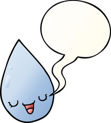 cartoon raindrop and speech bubble in smooth gradient style