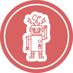 malfunctioning robot circular icon