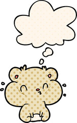 cartoon hamster and thought bubble in comic book style