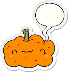 cartoon pumpkin and speech bubble sticker