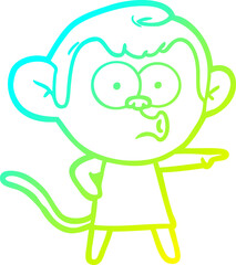cold gradient line drawing cartoon pointing monkey