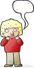 cartoon worried boy with speech bubble