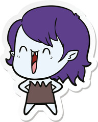 sticker of a cute cartoon happy vampire girl