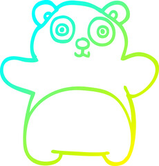 cold gradient line drawing cartoon happy panda