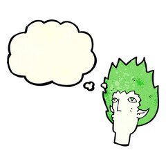 cartoon vampire face with thought bubble