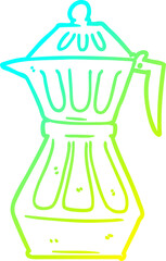 cold gradient line drawing cartoon espresso pot