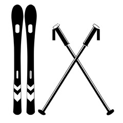 skis and poles