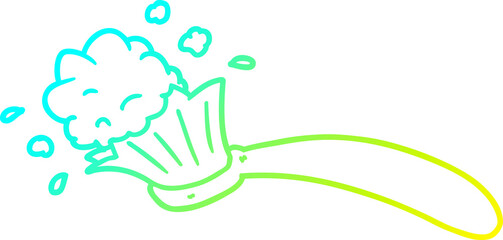 cold gradient line drawing cartoon toothbrush and toothpaste