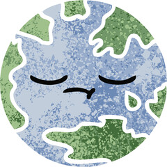 retro illustration style cartoon planet earth