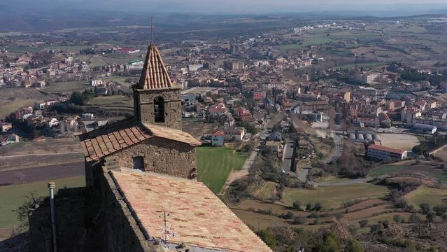 Aerial view of Castellvell medieval castle in Solsona. Catalonia Spain