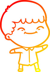 warm gradient line drawing cartoon happy boy