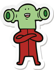 sticker of a friendly cartoon alien