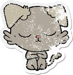distressed sticker of a cute cartoon dog