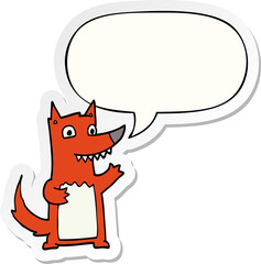 cartoon wolf and speech bubble sticker