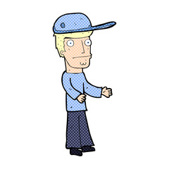 cartoon worried man wearing hat