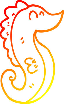 recommend clip art: warm gradient line drawing cartoon sea horse