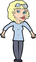 cartoon woman wearing goggles