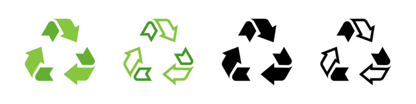 Recycling vector icons. Recycle symbols.