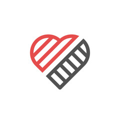 Divorce or breakup logo - end of love and broken heart symbol