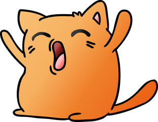 gradient cartoon of cute kawaii cat