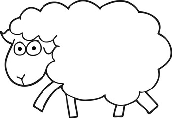 black and white cartoon muddy sheep