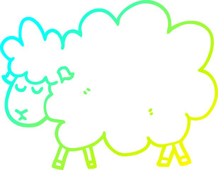 cold gradient line drawing cartoon sheep