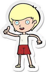sticker of a cartoon boy giving thumbs up symbol