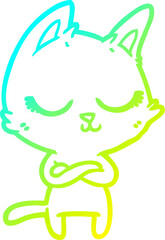 cold gradient line drawing calm cartoon cat